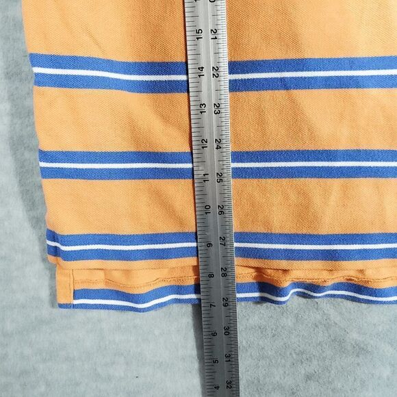 Polo Ralph Lauren Shirt Men XL Orange Stripe Polo Golf Performance High Low Slit - Picture 5 of 8